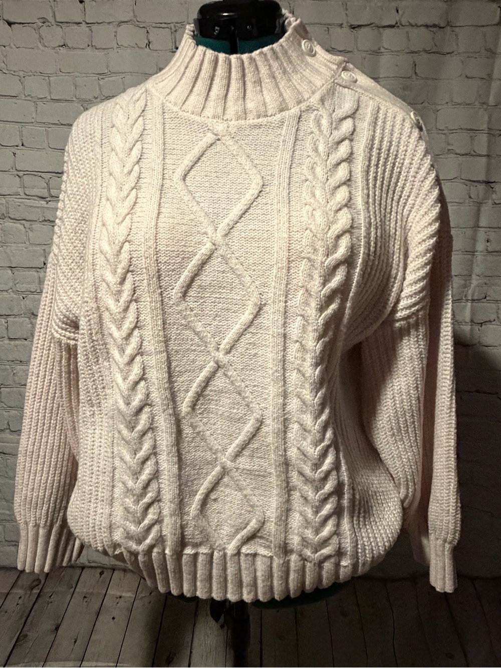 Cozy Cable-Knit Mock Neck Sweater - Cream